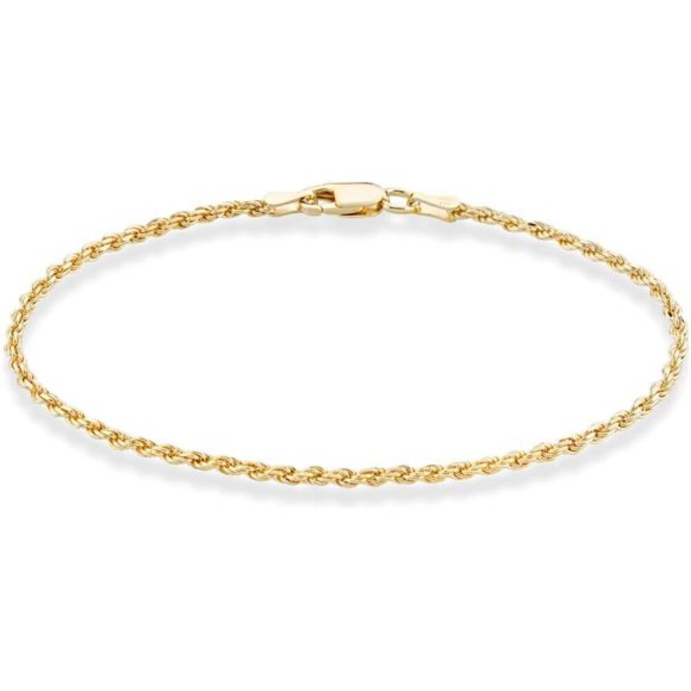 Mens Womens 18K Gold Plated Sterling Silver Rope Chain Bracelet Italian Jewelry